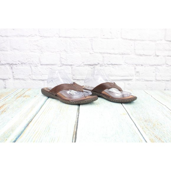 Boc Zita Brown Leather Flip Flop Thong Lightweight Outsole Sandals 9 M - Picture 3 of 9